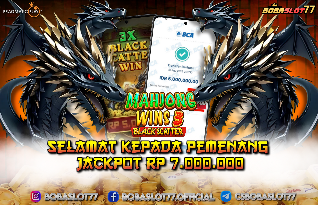 Selamat kepada user id : l*o Wede Rp 6.000.000 di Game MAHJONG WINS 3 PRAGMATIC PLAY Cair Gk Sampe 1 Menit! Menang Mudah di Bobaslot77